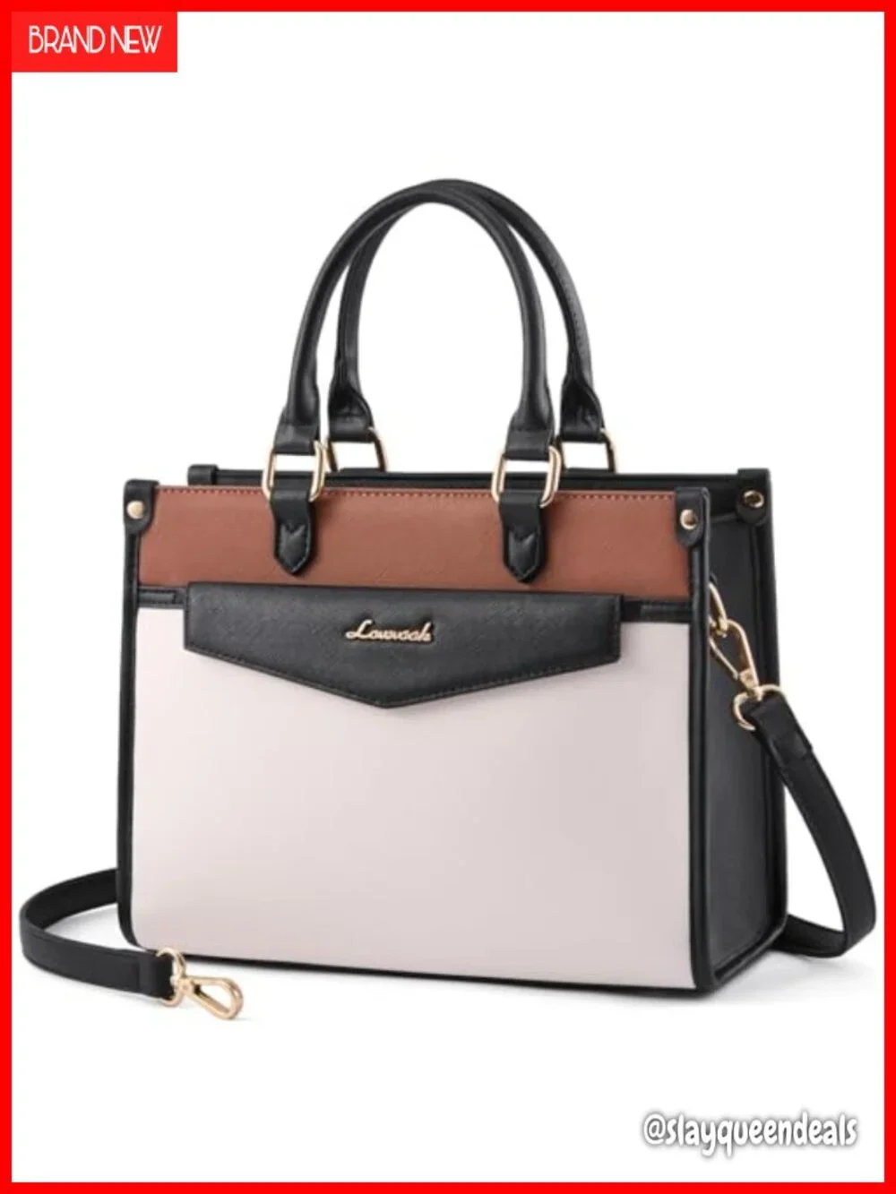 PU Leather Satchel Tote Purse with Crossbody Strap